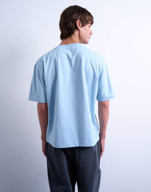 Topman crop fit t-shirt in light blue