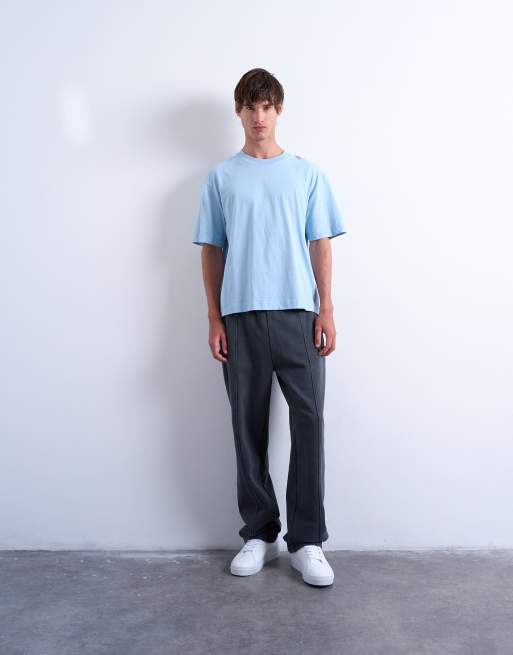 Topman crop fit t-shirt in light blue