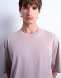 [Topman] Topman crop fit t-shirt in mink-Brown L PINK