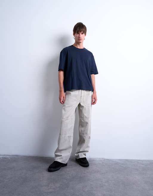 Topman crop fit T-shirt in navy