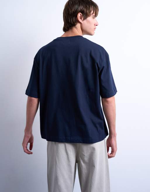 Topman crop fit T-shirt in navy