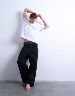 Model wearing Crop fit t-shirt in white
