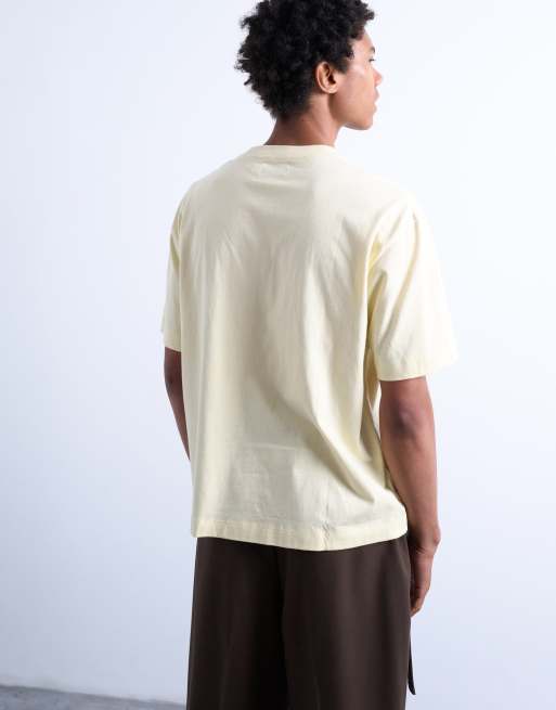 Topman crop fit T-shirt in yellow, 4 of 4