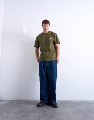 Topman Crop Fit T-shirt With Floral Embroidery In Green
