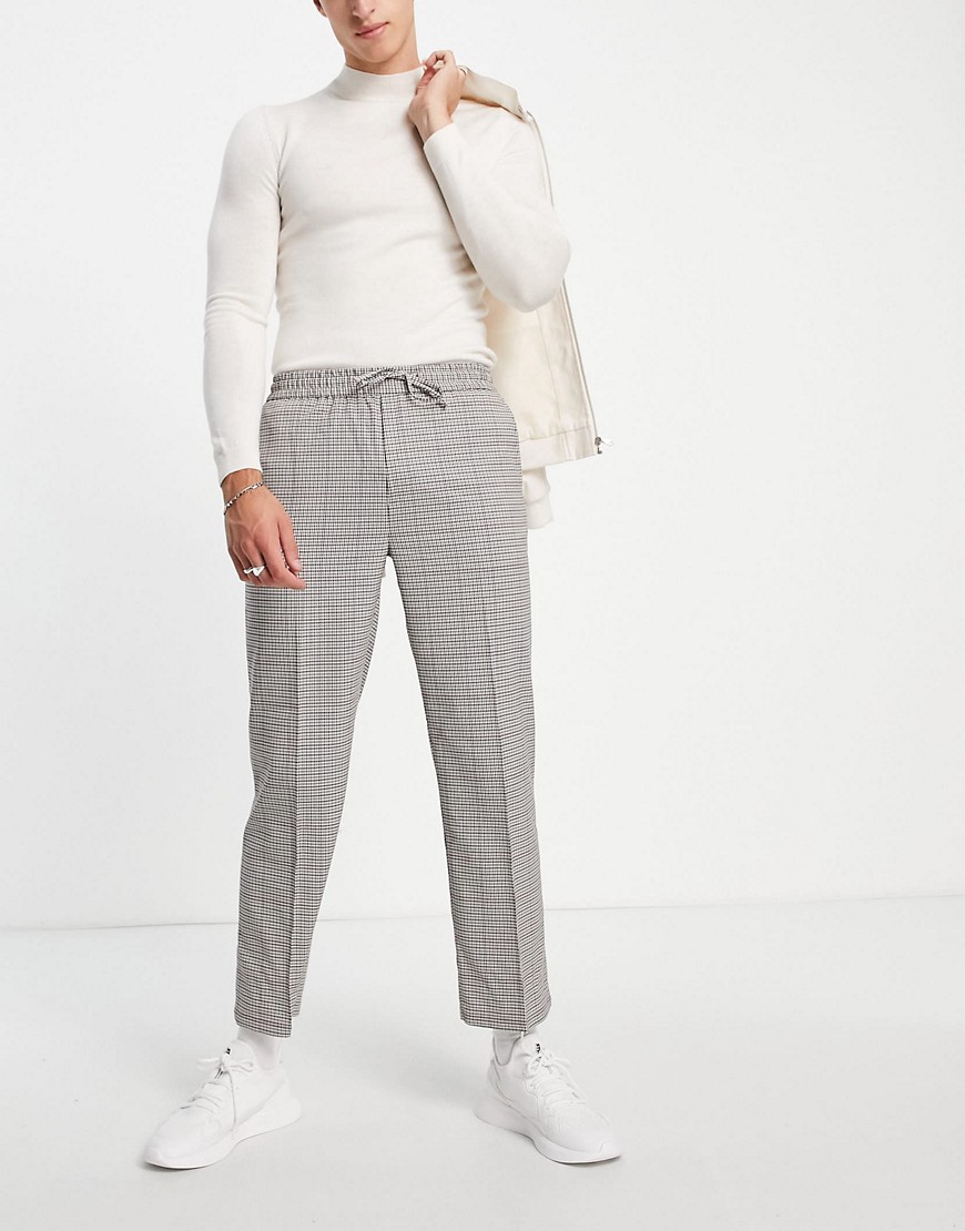 Topman - Cropped broek met wijde pijpen en pied-de-poule-Neutraal