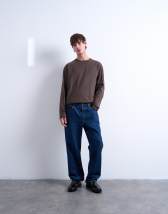 Topman cropped fit long sleeve t-shirt in brown