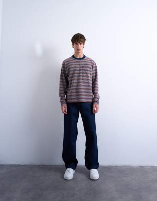 Topman Cropped Fit Long Sleeve T-shirt In Neutral
