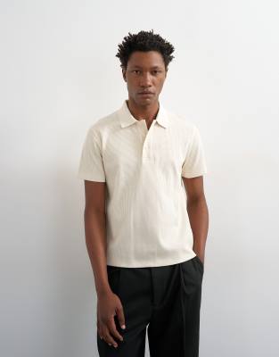 Topman Cropped Fit Ribbed Polo Shirt In Multi
