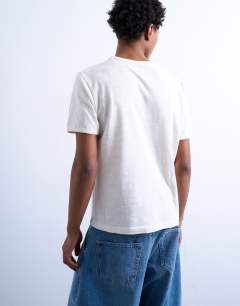 Model wearing Cropped fit slub t-shirt in white