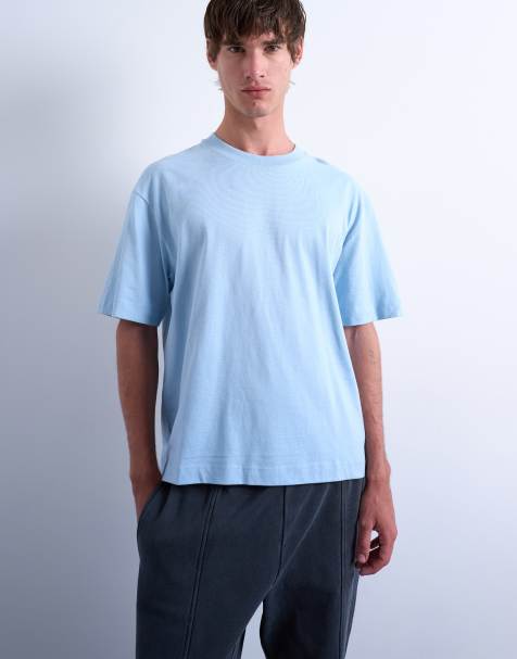 Topman cropped fit t-shirt in light blue - view 1
