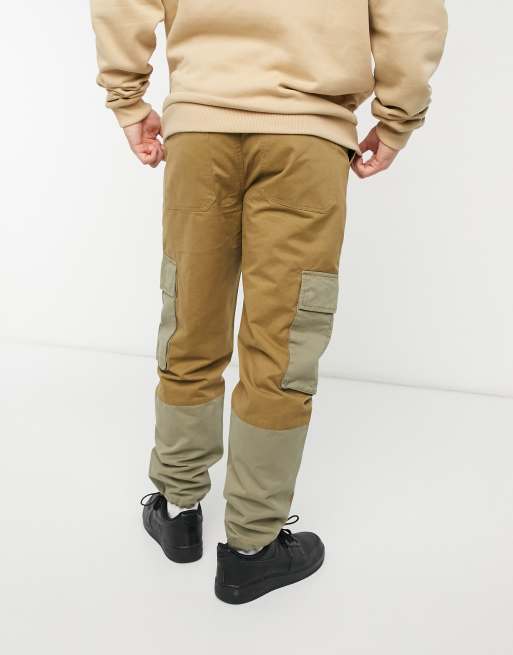 Topman cut and sew cargo pants in khaki, 2 of 4