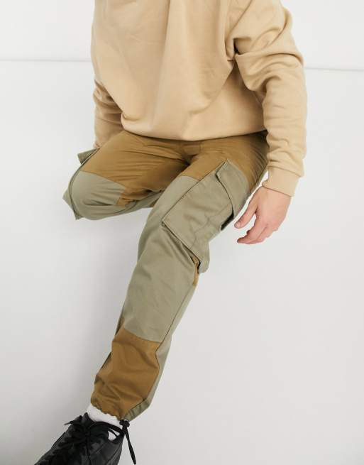 Topman cut and sew cargo trousers in khaki, 4 of 4