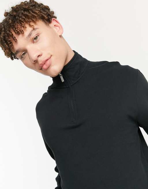 Topman – Czarna bluza dresowa z zamkiem pod szyją – Część zestawu