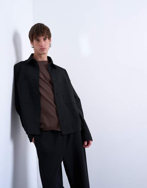 Topman – Czarna kurtka z dżerseju z dwiema kieszeniami, 3 z 5