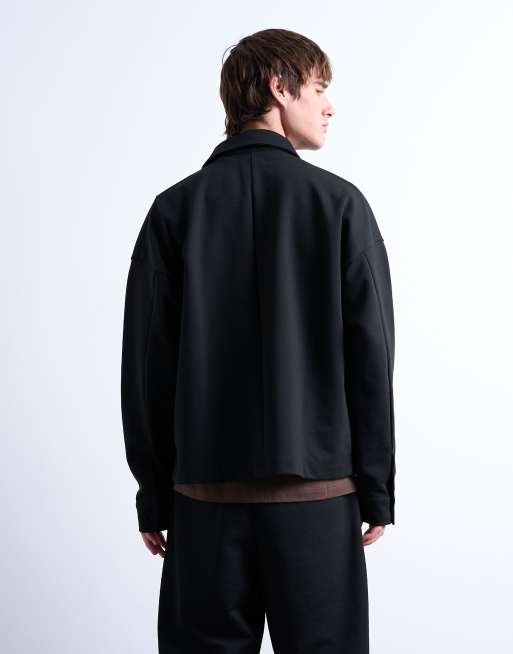Topman – Czarna kurtka z dżerseju z dwiema kieszeniami, 5 z 5