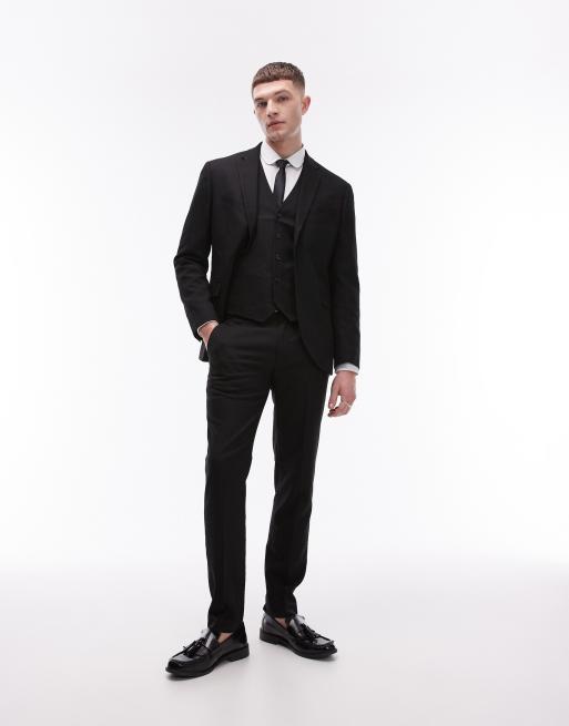 Topman – Czarna teksturowana marynarka garniturowa o obcisłym kroju, 5 z 5