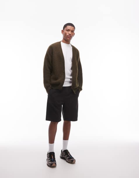 Topman – Czarne bawełniane szorty chinosy z efektem sprania - view 1