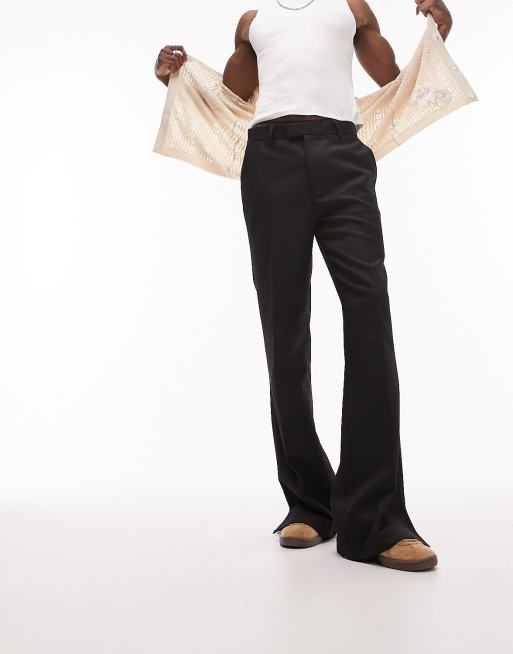 Topman – Czarne dzwony z diagonalu z nogawkami w kant