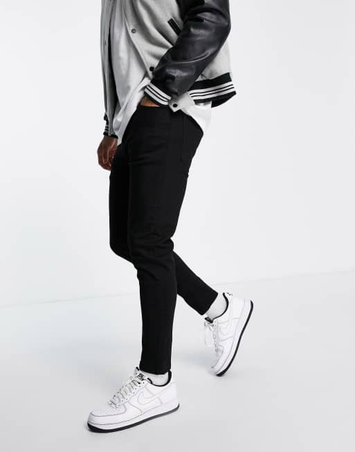 Topman – Czarne elastyczne jeansy ze zwężanymi nogawkami 