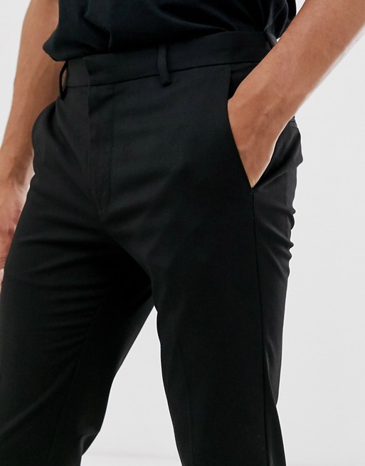 Topman – Czarne eleganckie spodnie o obcisłym kroju GRCC