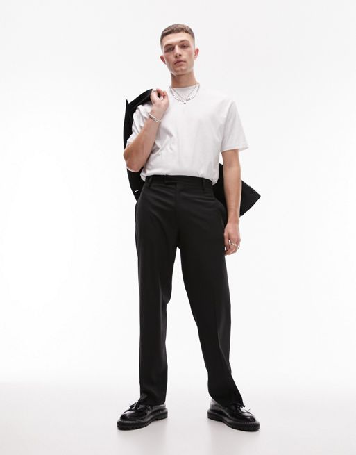 Topman – Czarne eleganckie spodnie z szerokimi nogawkami