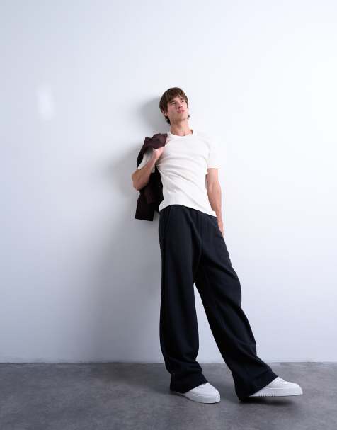 Topman heavyweight baggy jogger in black
