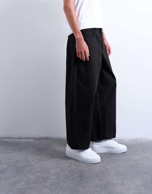 Topman – Czarne płócienne spodnie barrel, 2 z 5