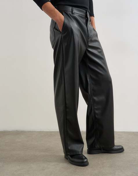 Topman – Czarne spodnie baggy z imitacji skóry - view 1