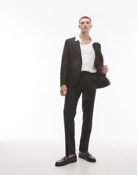 Topman – Czarne spodnie garniturowe o dopasowanym kroju - view 1