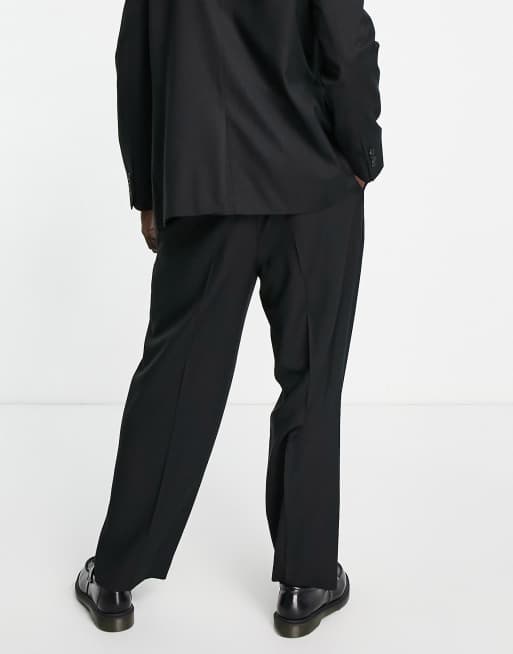 Topman – Czarne spodnie garniturowe z szerokimi nogawkami i zakładkami , 2 z 4
