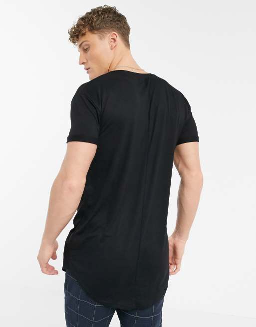 Topman - Czarne t-shirty o wydłużonym fasonie, 2 z 4