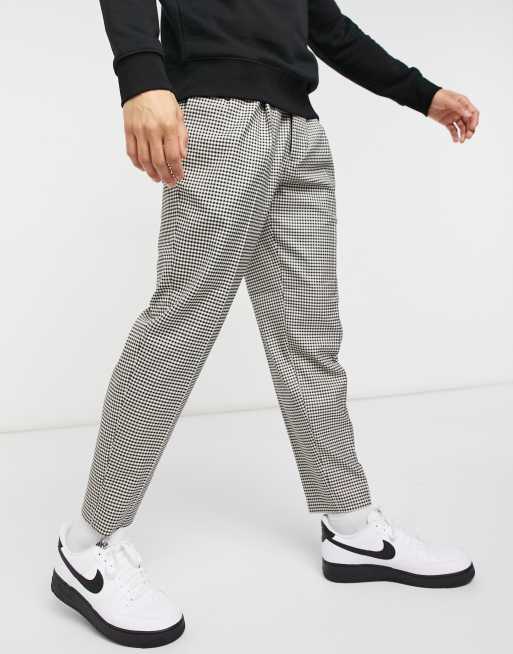 Topman – Czarno-białe spodnie ze zwężanymi nogawkami i wzorem w kratę, 4 z 4