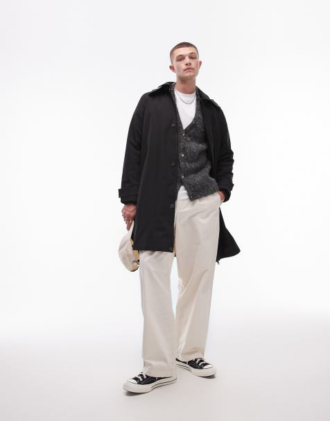 Topman – Czarny płaszcz przeciwdeszczowy z kapturem - view 1