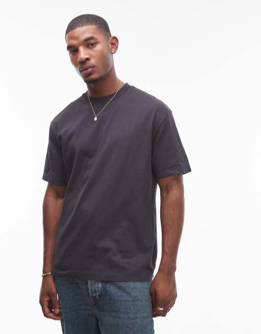 Topman – Czarny sprany T-shirt oversize