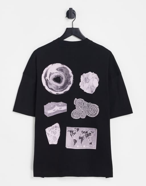 Topman – Czarny T-shirt o fasonie extreme oversize z grafiką z przodu i na plecach