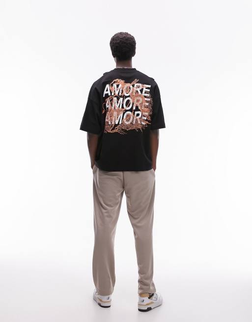 Topman – Czarny T-shirt o fasonie extreme oversize z nadrukiem kupidyna z przodu i na plecach