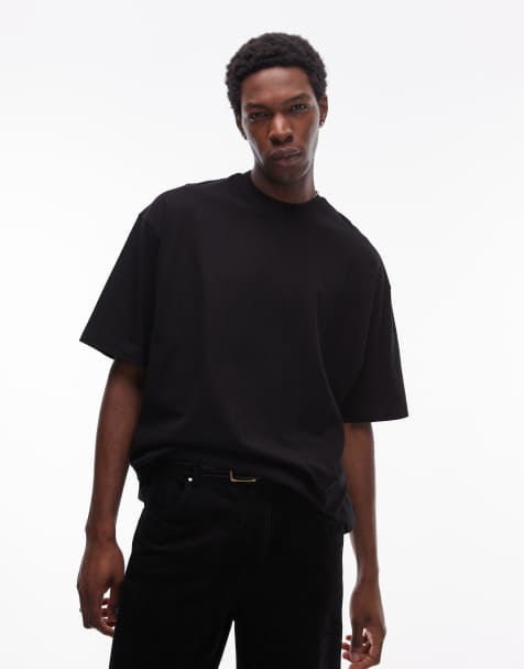 Topman – Czarny T-shirt o fasonie extreme oversize - view 1