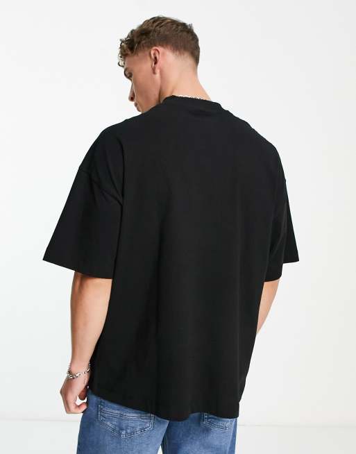 Topman – Czarny T-shirt o kroju extreme oversize z nadrukiem „Budweiser“, 2 z 4