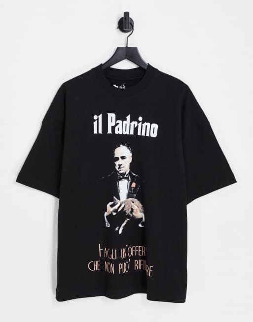 Topman – Czarny T-shirt o kroju extreme oversize z nadrukiem z motywem filmu „Ojciec Chrzestny“
