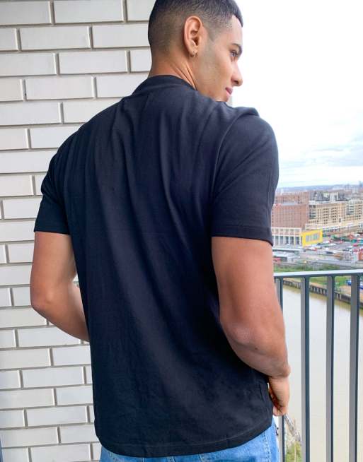 Topman – Czarny T-shirt z krótkim rękawem i golfem, 2 z 4