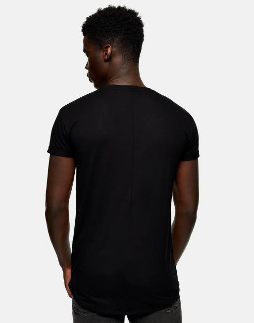 Topman – Czarny T‑shirt o wydłużonym fasonie z nadrukiem „Paris”, 2 z 4