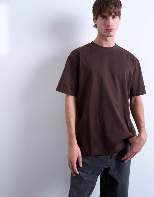 Topman – Czekoladowy T-shirt o luźnym kroju , 2 z 5
