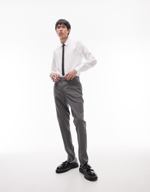 Topman dark gray suit pants with wide belt loop