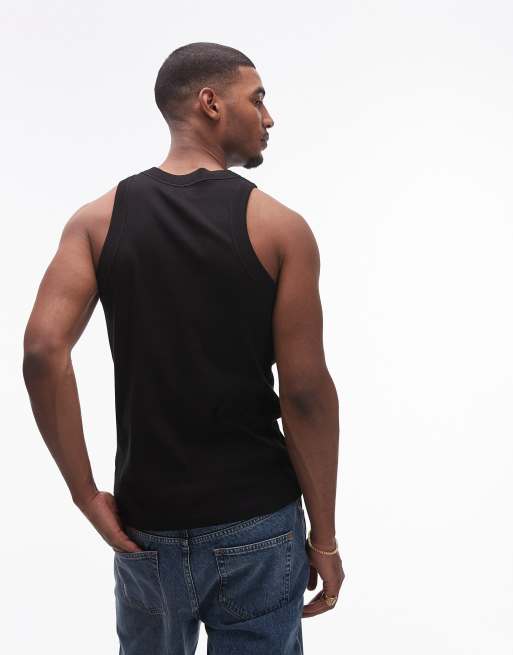 Topman - Débardeur côtelé ajusté à col montant - Noir, 4 de 4