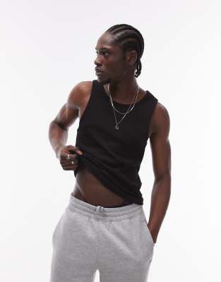 Topman - Débardeur côtelé - Noir