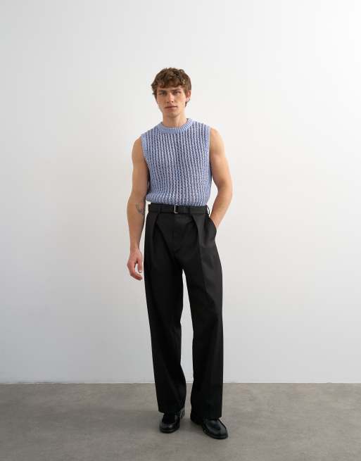 Topman - Débardeur décontracté en maille crochetée - Bleu, 3 de 5