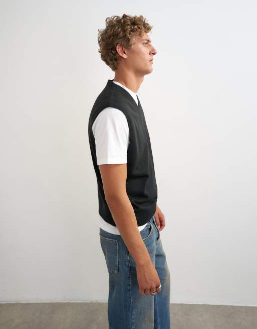 Topman débardeur en maille fine coupe classique noir, 4 de 5