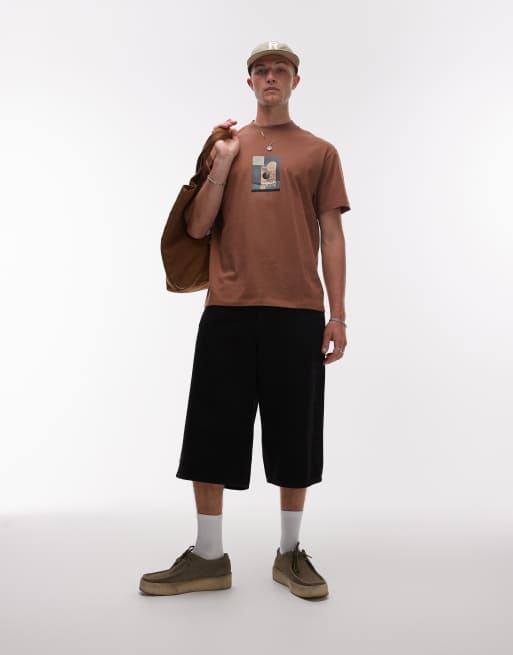 Topman denim Bermuda shorts in black