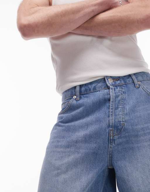 Topman denim jorts in light wash blue