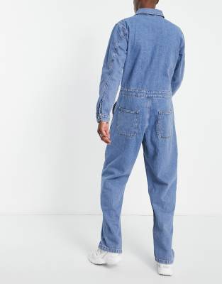 denim flared boiler suit